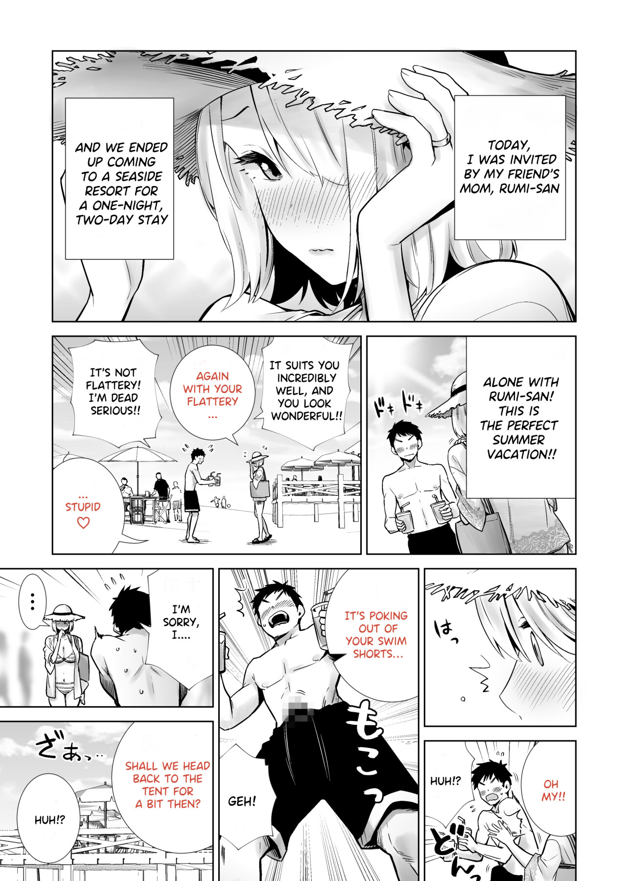 Hentai Manga Comic-The beach where my friend's mom orgasmed with my big dick-Read-3